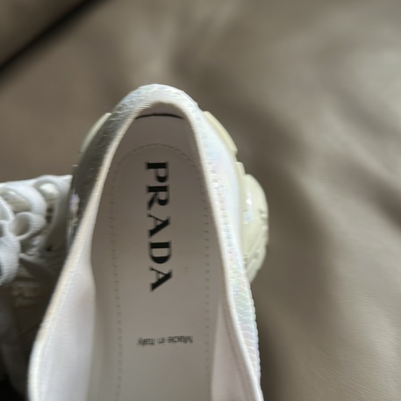 Prada white sequins double wheel platform - Picture 7 of 8
